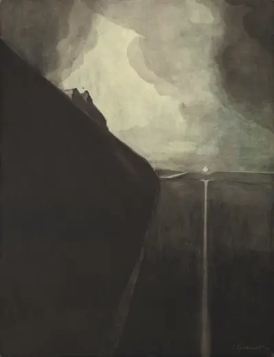 Digue et plage, Chalet Royal et galeries d’Ostende av Léon Spilliaert