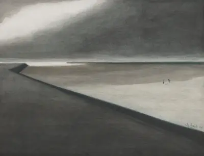 Vågbrytare och strand av Léon Spilliaert