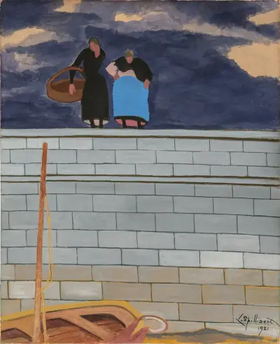 Fiskarhustrur på kajen av Léon Spilliaert