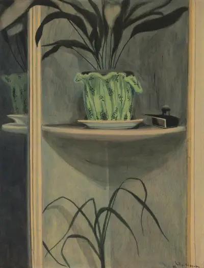 Interiör med växter och bläckhorn av Léon Spilliaert