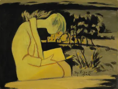 Ung flicka i gult, läsande av Léon Spilliaert
