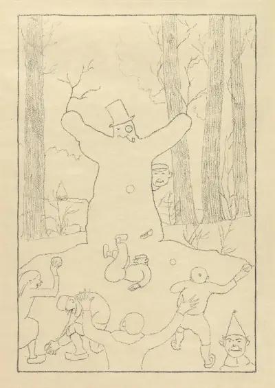 Die Schneeballschlacht vor dem Schneemann, 1918 – Nr. 2 von Léon Spilliaert