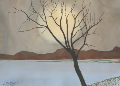 Landskap med träd i förgrunden av Léon Spilliaert