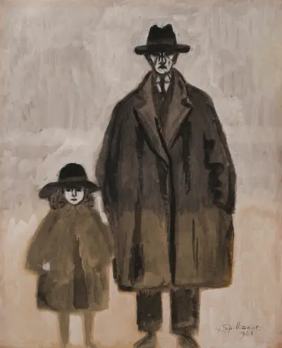 Léon Spilliaert och Madeleine på promenad i Ostende av Léon Spilliaert