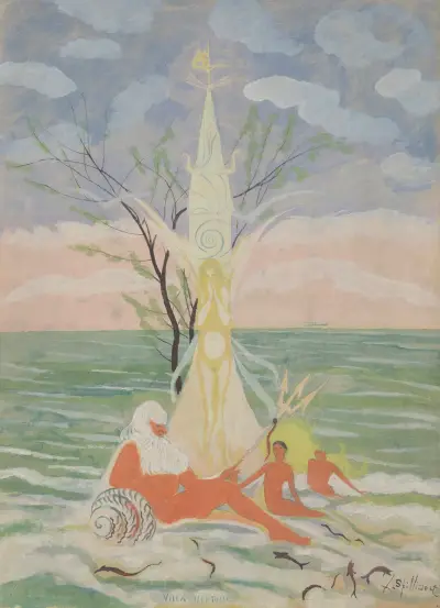 Neptunus, figuren en zee von Léon Spilliaert