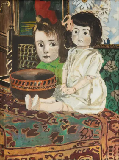 Liten flicka med docka i konstnärens interiör av Léon Spilliaert