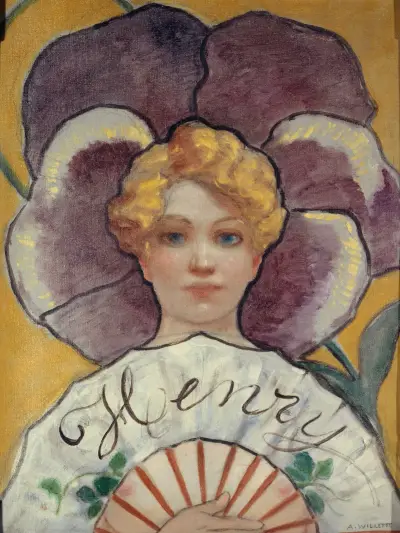 ‘À la Pensée’. Enseigne de la maison Henry, autrefois rue du Faubourg Saint-Honoré av Adolphe Léon Willette