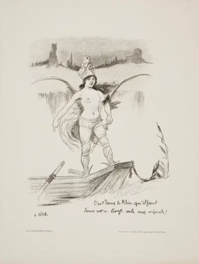 C’est dans le Rhin, qu’il faut laver votre linge sale mes enfants!, Adolphe Léon Willette