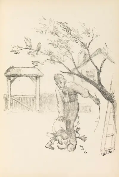 Le vieux prunier av Adolphe Léon Willette