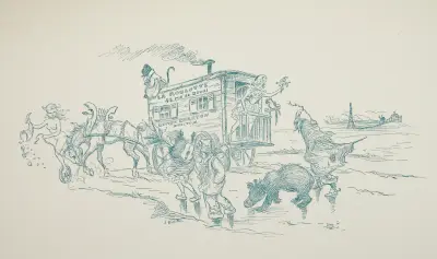 Titelsida från programmet för teatern 'La Roulotte' av Adolphe Léon Willette