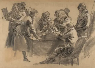 Skupina umělců v ateliéru Jean-Baptiste Isabeye, Louis-Léopold Boilly