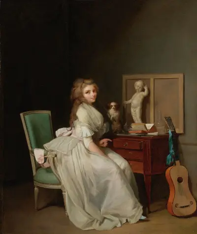Dama w białej sukni siedząca przy biurku, Louis-Léopold Boilly