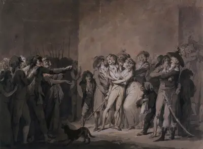 Garatens arrestering eller slagsmål mellan muscadiner och sektionsmedlemmar av Louis-Léopold Boilly