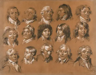 Porträtt av markisen de Rozay och hans familj och följe, inklusive ett självporträtt av konstnären av Louis-Léopold Boilly