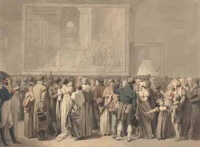Publiczność w salonie Luwru oglądająca obraz «Sacre» (rozpoczęty 1808), Louis-Léopold Boilly