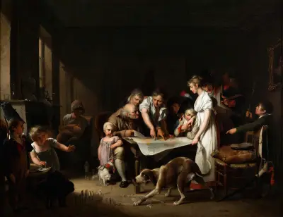 The Reading of the Bulletin of the Grand Army av Louis-Léopold Boilly