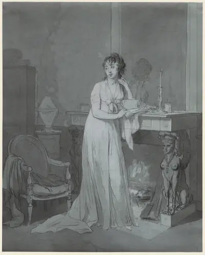 Frau vor einem offenen Kamin von Louis-Léopold Boilly