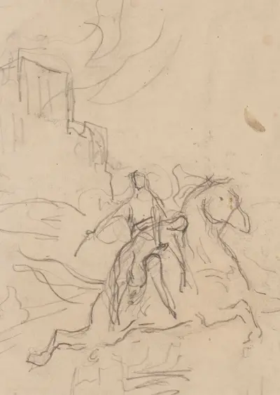 Etude de cavalier av Henri Leopold Lévy