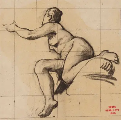 Etude de femme contorsionnée av Henri Leopold Lévy