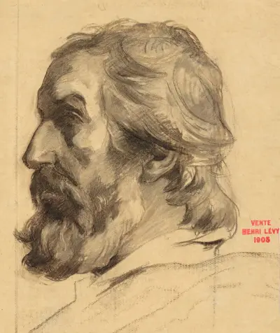 Etude de tête d’homme de profil av Henri Leopold Lévy
