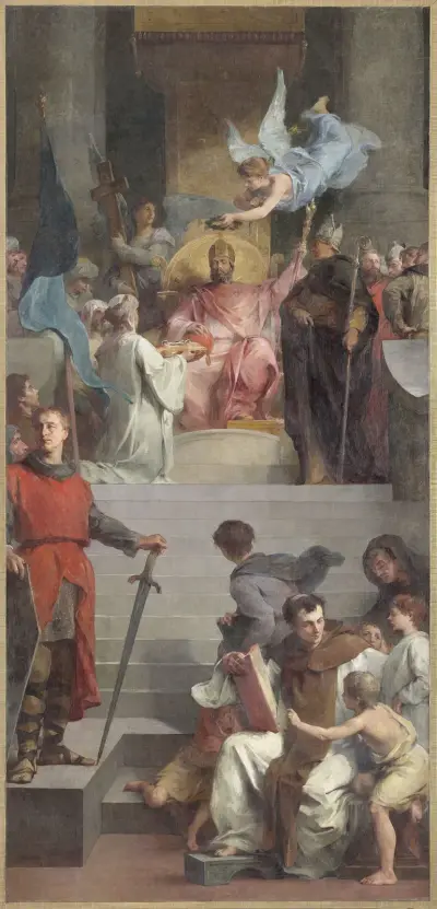 Les ambassadeurs de Haroun al Rashid offrent les clefs du Saint Sépulcre à Charlemagne, 1878 av Henri Leopold Lévy