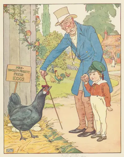 Hickety, pickety, min svarta höna, hon värper ägg åt herrar av Leonard Leslie Brooke