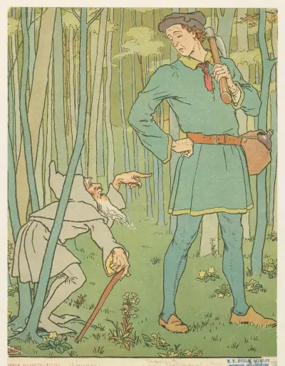 Den äldste sonen avvisar den gamle grå mannen av Leonard Leslie Brooke