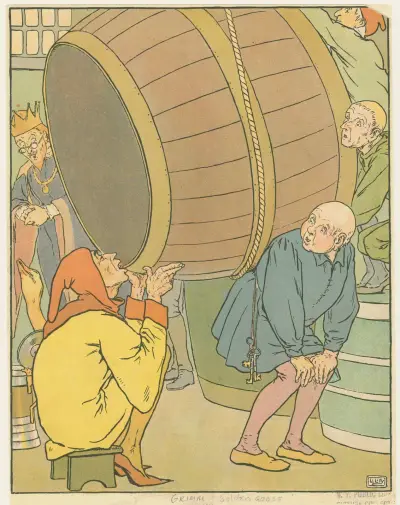 Den törstige mannen tömmer vinkaggar av Leonard Leslie Brooke