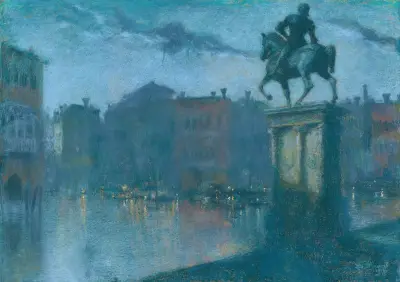 Campo Santi Giovanni e Paolo, Benátky za soumraku, Lucien Lévy-Dhurmer
