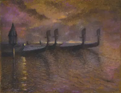 Gondolas by Moonlight av Lucien Lévy-Dhurmer