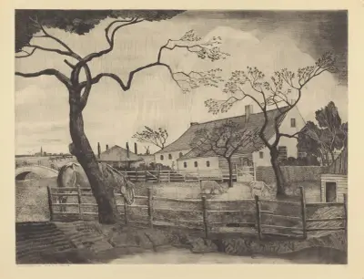 Boerderij met vee in Holland av Lodewijk Schelfhout