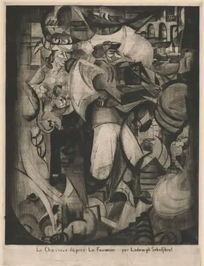 Le Chasseur, after Henri Victor Gabriel Le Fauconnier av Lodewijk Schelfhout