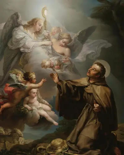 The Apparition Of The Eucharist To San Pascual Bailon av Vicente López Portaña