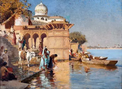Along the Ghats, Mathura av Edwin Lord Weeks