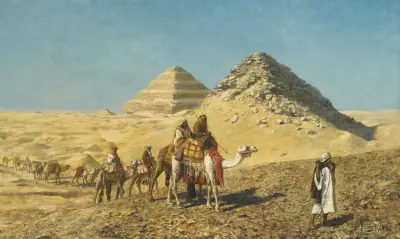 Camel Caravan Amid The Pyramids, Egypt av Edwin Lord Weeks