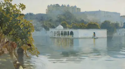 Sjön vid Oodeypore, Indien av Edwin Lord Weeks