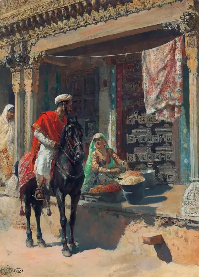 Street vendor, Ahmedabad av Edwin Lord Weeks