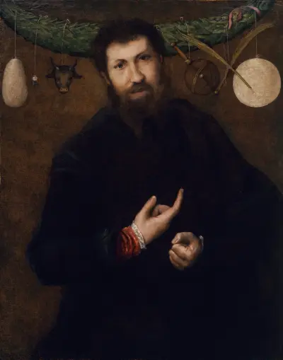 Portrait of a Man with Allegorical Symbols av Lorenzo Lotto