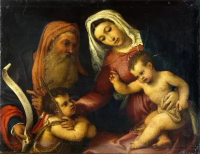 The Virgin and Child with Saints Zacharias and John the Baptist av Lorenzo Lotto