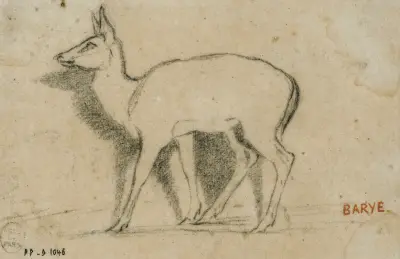 Etude de gazelle debout à gauche av Antoine-Louis Barye
