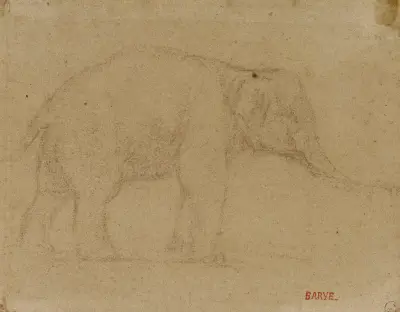 Etude d’éléphant marchant av Antoine-Louis Barye