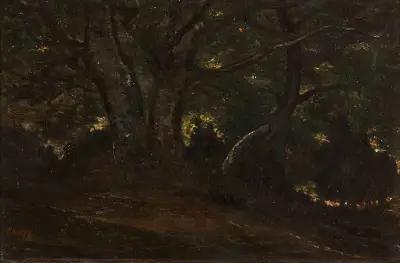 Skogsinteriör från Fontainebleauskogen av Antoine-Louis Barye