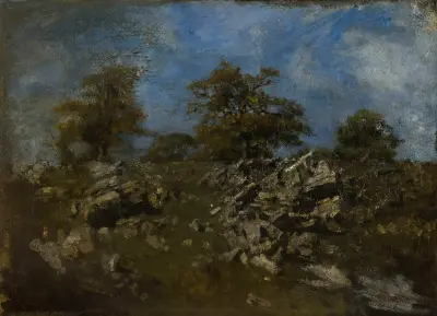 Landskap med klippa av Antoine-Louis Barye