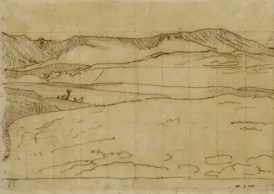 Paysage d’Orient montagneux av Antoine-Louis Barye