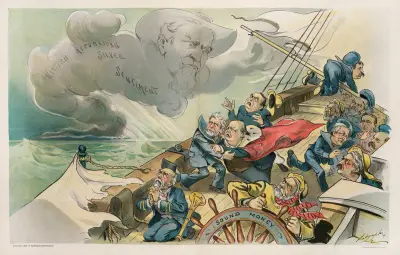 Aus heiterem Himmel kommt ein heftiger Nordwestwind! von Louis Dalrymple