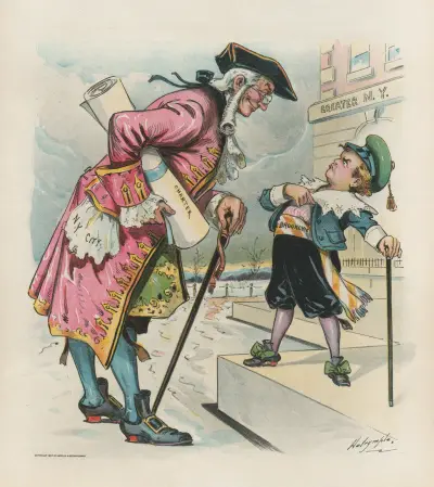 Der adoptierte Sohn – er glaubt, größer zu sein als der alte Mann von Louis Dalrymple