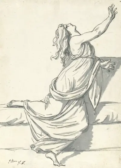 En förtvivlad kvinna med huvudet tillbakakastat av Jacques Louis David