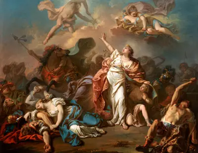 Apollo And Diana Attacking The Children Of Niobe av Jacques Louis David