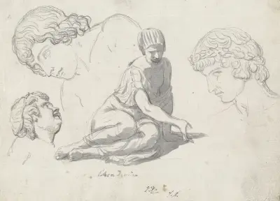 Tärningskastare och andra studier efter antika skulpturer av Jacques Louis David