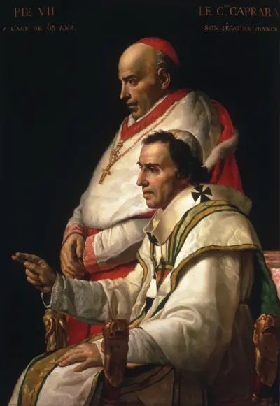 Portrait Of Pope Pius VII And Cardinal Caprara av Jacques Louis David